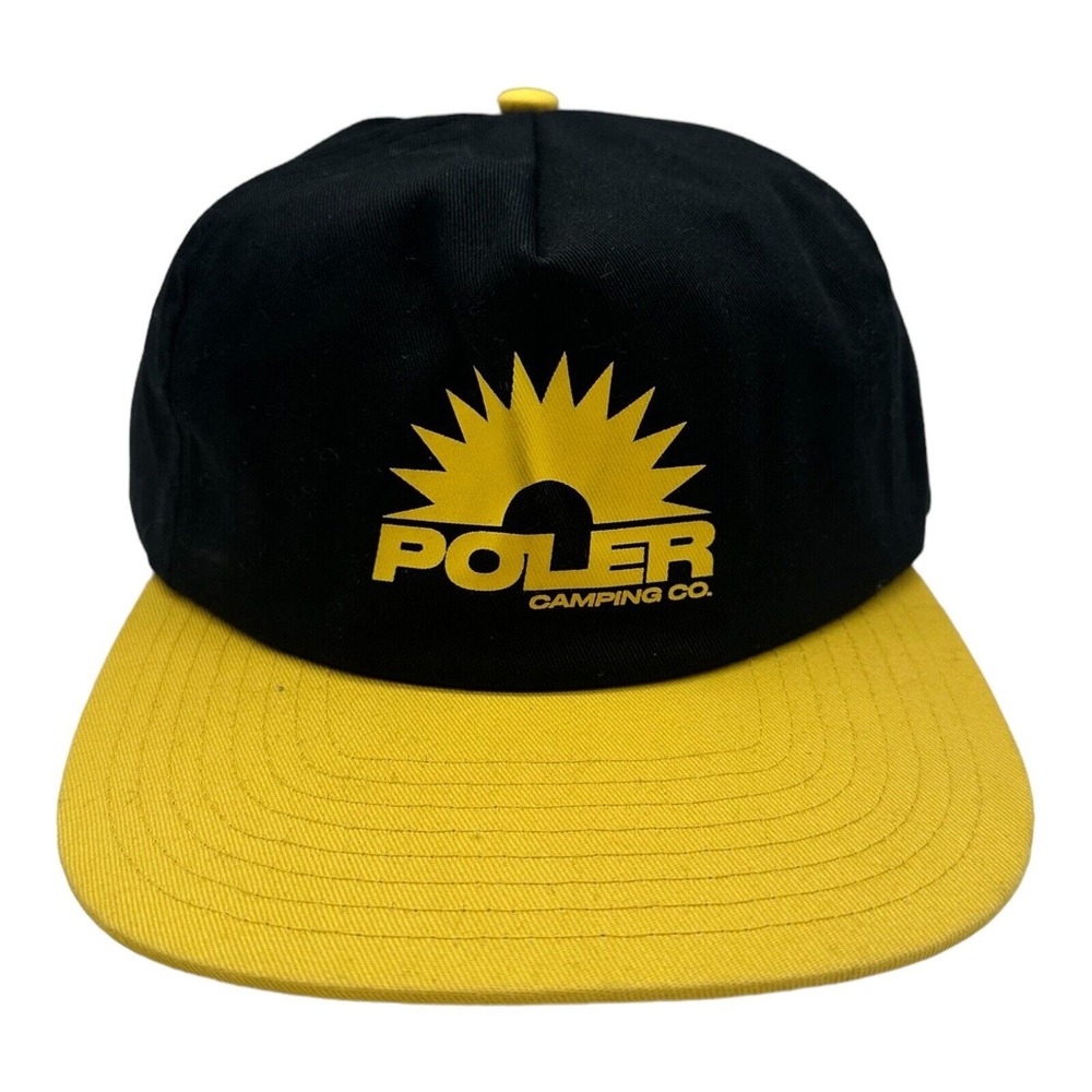 NWT Poler‎ Black Yellow Horizon Hat Cap Snapback Adjustable OSFA Sunrise